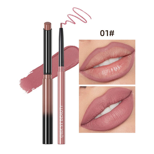 QIBEST 2pcs Lipstick Lipliner Pen Set Matte Velvet Lip Liner Pencil