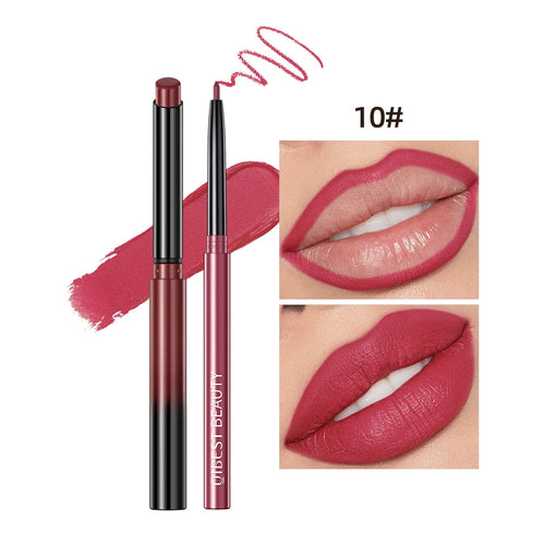 QIBEST 2pcs Lipstick Lipliner Pen Set Matte Velvet Lip Liner Pencil