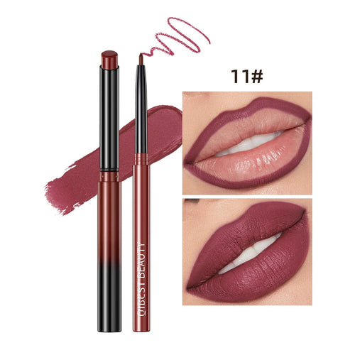 QIBEST 2pcs Lipstick Lipliner Pen Set Matte Velvet Lip Liner Pencil