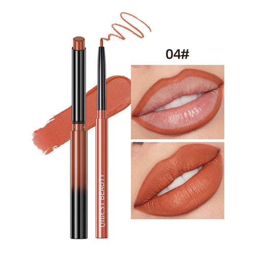QIBEST 2pcs Lipstick Lipliner Pen Set Matte Velvet Lip Liner Pencil
