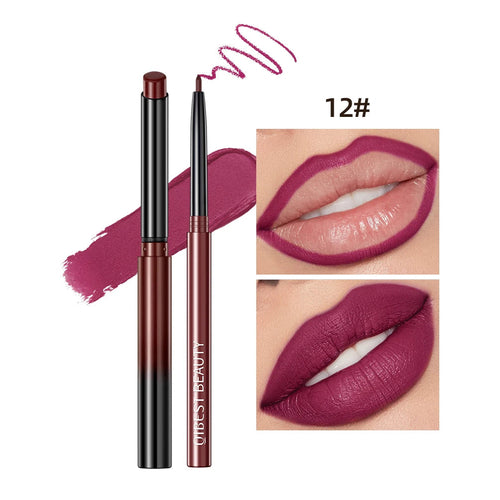 QIBEST 2pcs Lipstick Lipliner Pen Set Matte Velvet Lip Liner Pencil