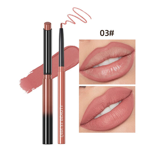 QIBEST 2pcs Lipstick Lipliner Pen Set Matte Velvet Lip Liner Pencil