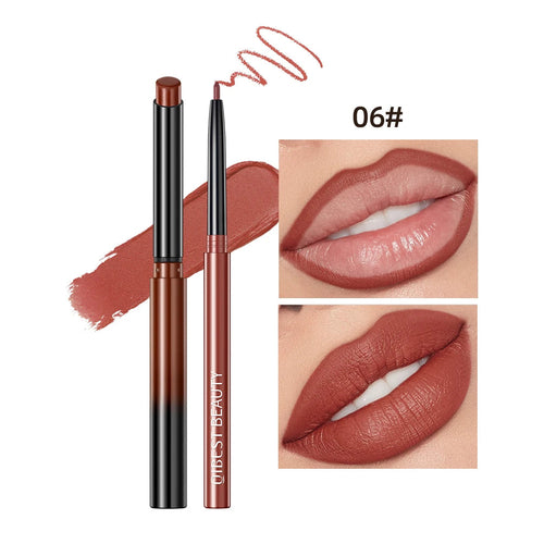 QIBEST 2pcs Lipstick Lipliner Pen Set Matte Velvet Lip Liner Pencil