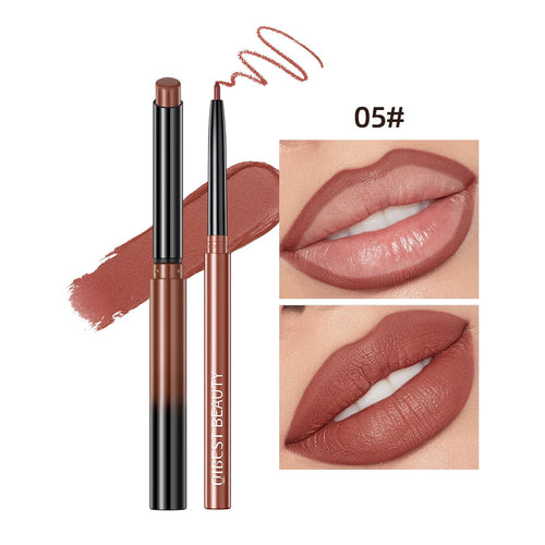QIBEST 2pcs Lipstick Lipliner Pen Set Matte Velvet Lip Liner Pencil