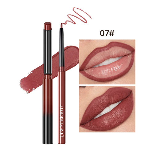 QIBEST 2pcs Lipstick Lipliner Pen Set Matte Velvet Lip Liner Pencil