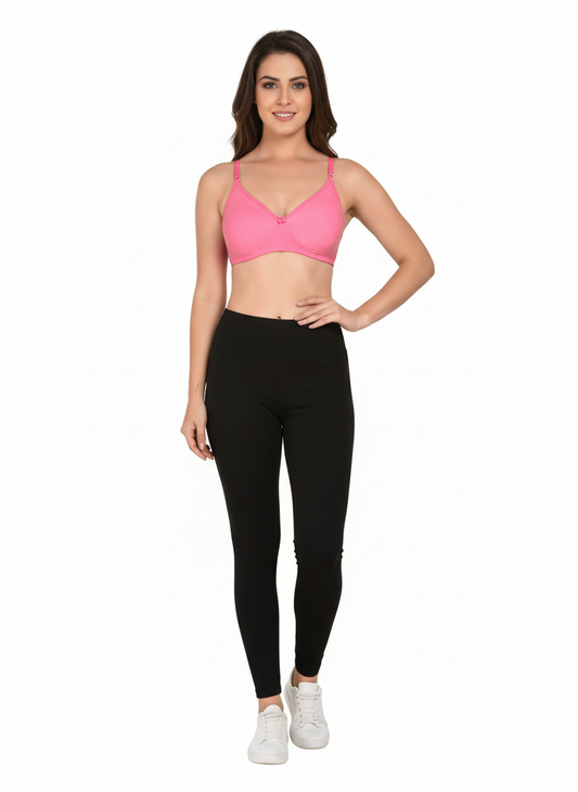 Women's Green Bra & Black Leggings Set Pink (S )