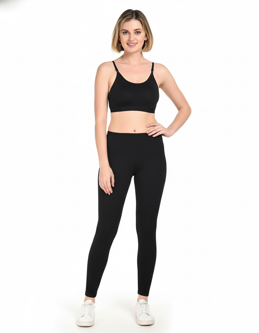 Women's Sports Bra & Leggings Set Black (S )